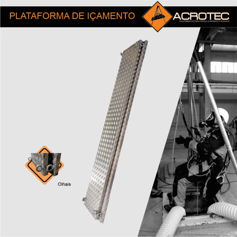 Plataforma suspensa em alumínio antiderrapante